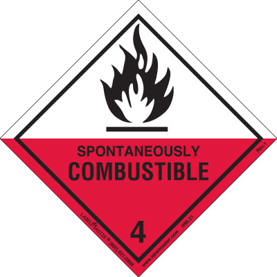 Etiquettes de danger, classe 4.2 Spontaneously combustible