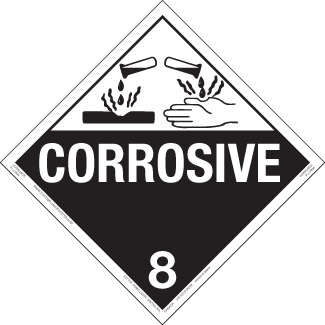 Etiquettes de danger, classe 8  Corrosive