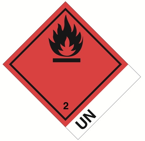 Gefahrgut-Etikette 2.1 mit UN....