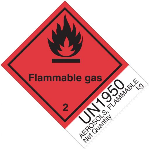 Gefahrgut-Etikette 2.1 mit UN 1950 Aerosols